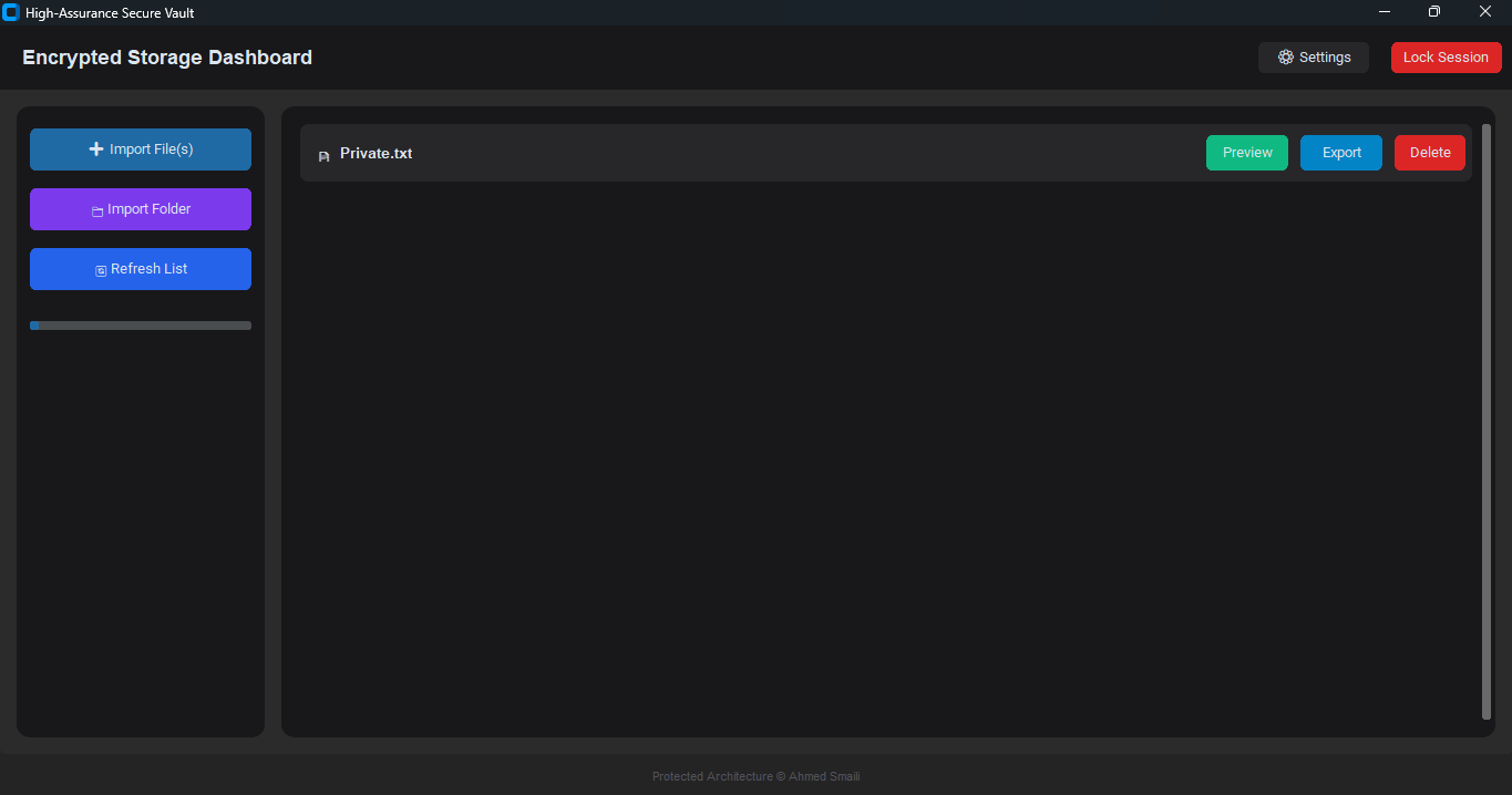 SecureVault-IEE Encrypted Storage Dashboard